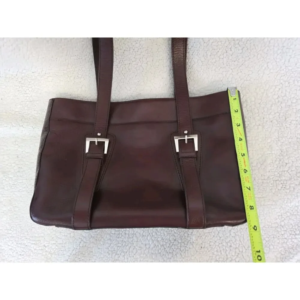 Etienne Aigner Burgundy Leather Tote Shoulder Bag Double Handle Retro Y2K Style